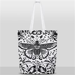Moth Full Print Rope Handle Tote (small) by Valentinaart