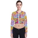 Multicolored Optical Illusion Painting Psychedelic Digital Art Long Sleeve Zip Up Bomber Jacket View1