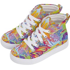 Multicolored Optical Illusion Painting Psychedelic Digital Art Kids  Hi-top Skate Sneakers by Bedest