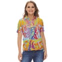 Multicolored Optical Illusion Painting Psychedelic Digital Art Women s Short Sleeve Double Pocket Shirt View1