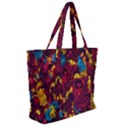 Psychedelic Digital Art Colorful Flower Abstract Multi Colored Zip Up Canvas Bag View2