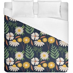 Flower Grey Pattern Floral Duvet Cover (king Size) by Dutashop