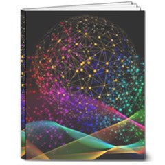 Particles Waves Line Multicoloured 8  X 10  Hardcover Notebook by Proyonanggan