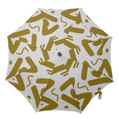 Tribal White And Gold Hook Handle Umbrella (medium) by Khoncepts