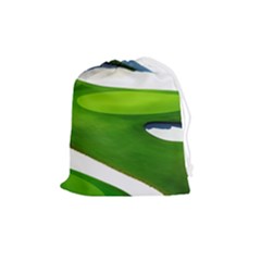 Golf Course Par Green Drawstring Pouch (medium) by Sarkoni