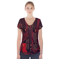 Technology Computer Circuit Short Sleeve Front Detail Top by Sarkoni
