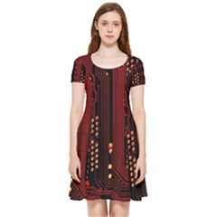 Technology Computer Circuit Inside Out Cap Sleeve Dress by Sarkoni