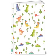 Baby Dino Seamless Pattern 8  X 10  Hardcover Notebook by Sarkoni