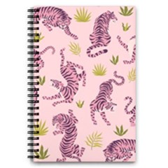 Pink Tigers And Tropical Leaves Patern 5 5  X 8 5  Notebook by Sarkoni