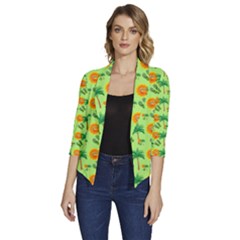 Summer Fun Pattern Women s Draped Front 3/4 Sleeve Shawl Collar Jacket by LalyLauraFLM