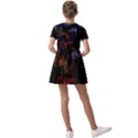 Vector Aquarium Guppies Seamless Fish Pattern With Black Background Kids  Short Sleeve Pinafore Style Dress View2