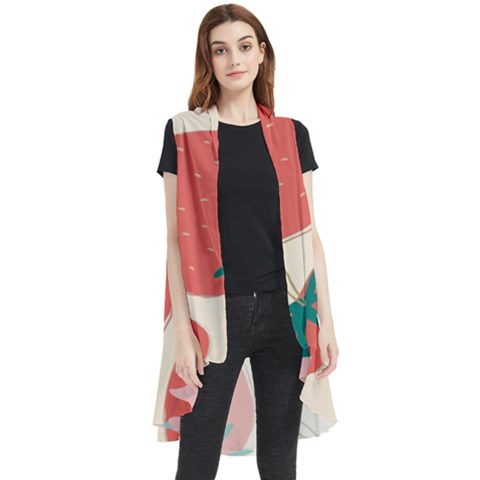 Seamless Strawberry Pattern Vector Sleeveless Chiffon Waistcoat Shirt by Grandong