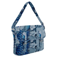 Chinese Style 3d Embossed Blue Peacock Oil Painting Buckle Messenger Bag by Grandong