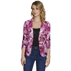 Rosa Antico Smudged Women s One-button 3/4 Sleeve Short Jacket by kaleidomarblingart
