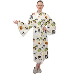 Happy Halloween Vector Images Maxi Velvet Kimono by Sarkoni
