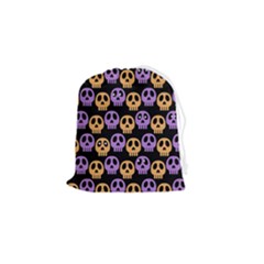 Halloween Skull Pattern Drawstring Pouch (small) by Ndabl3x