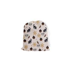 Cat Halloween Pattern Drawstring Pouch (xs) by Ndabl3x