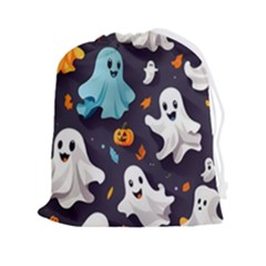 Ghost Pumpkin Scary Drawstring Pouch (2xl) by Ndabl3x