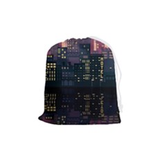 Pixel Art City Drawstring Pouch (medium) by Sarkoni