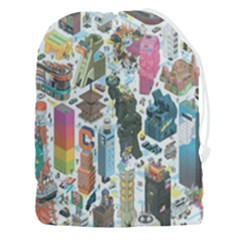 City Pattern Pixel Art Japan Drawstring Pouch (3xl) by Sarkoni