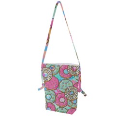 Donut Pattern Texture Colorful Sweet Folding Shoulder Bag by Grandong