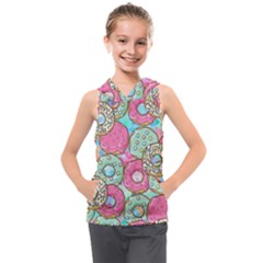 Donut Pattern Texture Colorful Sweet Kids  Sleeveless Hoodie by Grandong