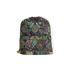 Digital Art Triangle Pattern Texture Mosaic Drawstring Pouch (medium) by Grandong