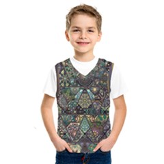 Digital Art Triangle Pattern Texture Mosaic Kids  Basketball Tank Top by Grandong