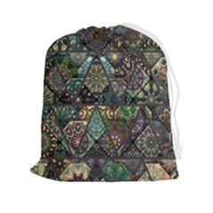 Digital Art Triangle Pattern Texture Mosaic Drawstring Pouch (2xl) by Grandong