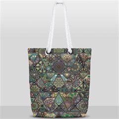 Digital Art Triangle Pattern Texture Mosaic Full Print Rope Handle Tote (small) by Grandong