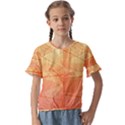 Abstract Texture Of Colorful Bright Pattern Transparent Leaves Orange And Yellow Color Kids  Cuff Sleeve Scrunch Bottom T-Shirt View1