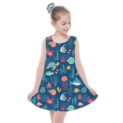 Fish Sea Animals Pattern Kids  Summer Dress by Ndabl3x