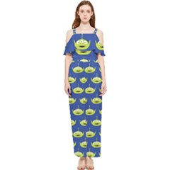 Alien Pattern Draped Sleeveless Chiffon Jumpsuit by Ndabl3x