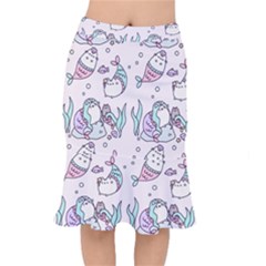 Cartoon Cat Cute Animal Kawaii Pastel Pattern Short Mermaid Skirt by Ndabl3x