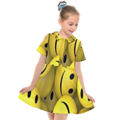 Emoji, Colour, Faces, Smile, Wallpaper Kids  Short Sleeve Shirt Dress by nateshop