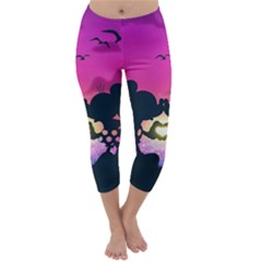 Mickey And Minnie, Mouse, Disney, Cartoon, Love Capri Winter Leggings  by nateshop