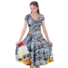Minions Christmas, Merry Christmas, Minion Christmas Cap Sleeve Wrap Front Dress by nateshop
