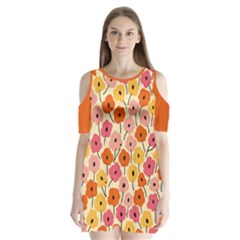 Floral Pattern Shawl Shoulder Cutout Velvet One Piece by flowerland