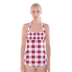 Gingham - 4096x4096px - 300dpi14 Boyleg Halter Swimsuit  by EvgeniaEsenina