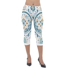 Boho Pattern Lightweight Velour Capri Leggings  by Valentinaart