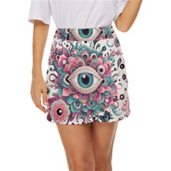 Eyes Pattern Mini Front Wrap Skirt by Valentinaart