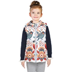 Birds Kids  Hooded Puffer Vest by Valentinaart