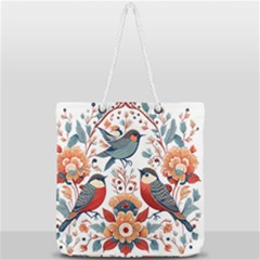 Birds Full Print Rope Handle Tote (large) by Valentinaart