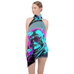 Aesthetic Art  Halter Asymmetric Satin Top by Internationalstore