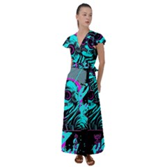 Aesthetic Art  Flutter Sleeve Maxi Dress by Internationalstore