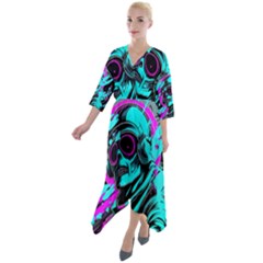 Aesthetic Art  Quarter Sleeve Wrap Front Maxi Dress by Internationalstore