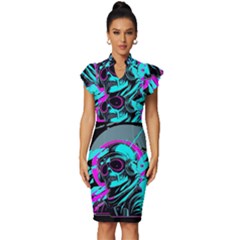 Aesthetic Art  Vintage Frill Sleeve V-neck Bodycon Dress by Internationalstore