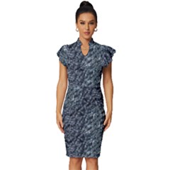 Ceramics Broken  Vintage Frill Sleeve V-neck Bodycon Dress by Internationalstore