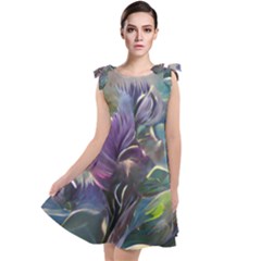Abstract Blossoms  Tie Up Tunic Dress by Internationalstore
