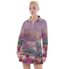 Abstract Flowers  Women s Long Sleeve Casual Dress by Internationalstore